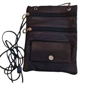 New  Black Soft Leather Purse cross body Shoulder Bag Travel Wallet price firm